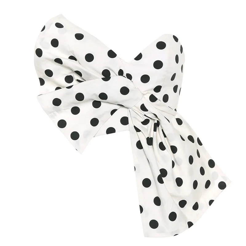 Женский костюм в горошек TWOTWINSTYLE летний из двух предметов топ с воротником