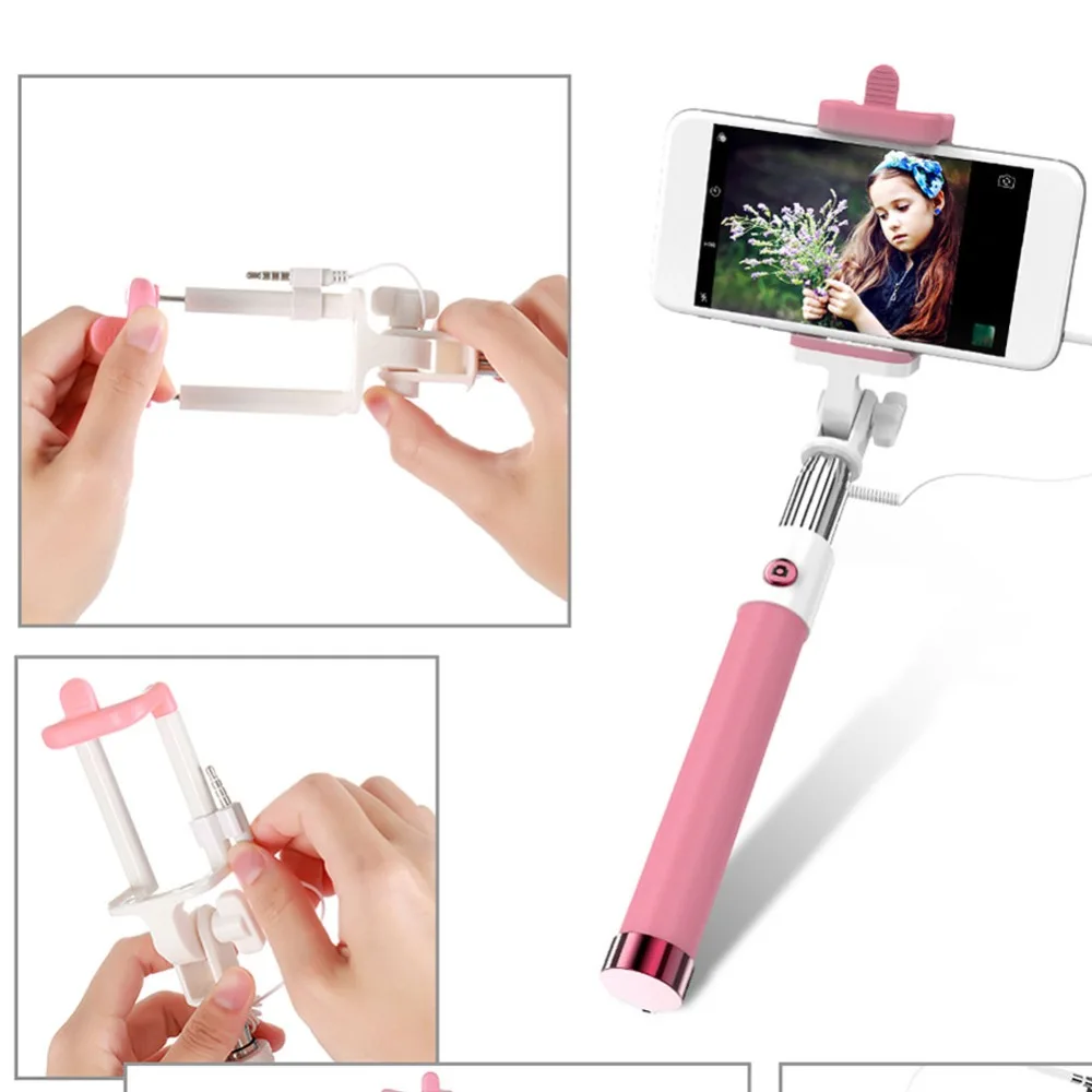Универсальный Портативный ручной проводной селфи палка расширяемой телефон