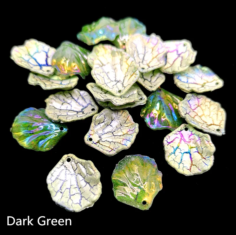 Dark Green 20 шт./лот, модные листья, бусины для сережек и подвесок, изготовление для изготовления украшений вручную, поделки своими руками - Цвет: Dark Green