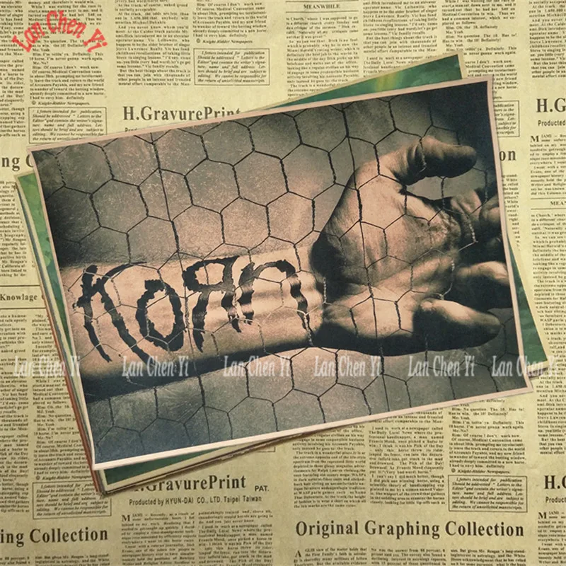 Светло-серый Korn Рок-Группа Музыка крафт-бумага плакат Винтаж Высокое качество печати рисунок ядро декоративная живопись - Цвет: Светло-серый
