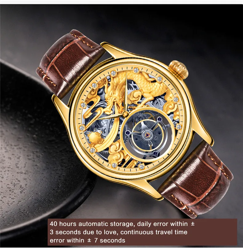 Настоящие Tourbillon часы копейка, механические часы для мужчин, ручной Ветер, Tourbillon чайки, полый ход, мужские часы