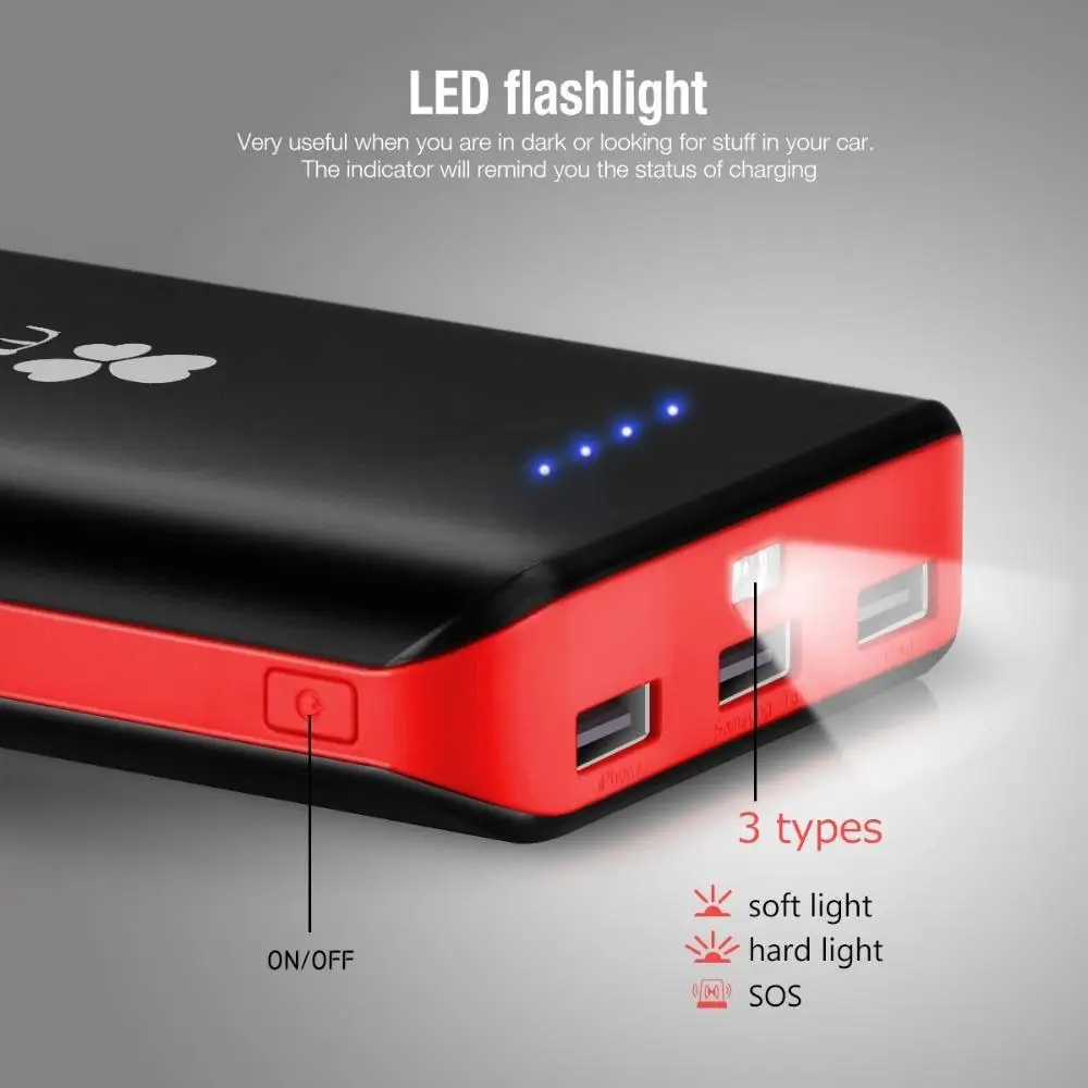 EC Technology Power Bank 30000mah High Capacity 3 USB Port PowerBank Fast Charging Universal External Battery Charger | Мобильные