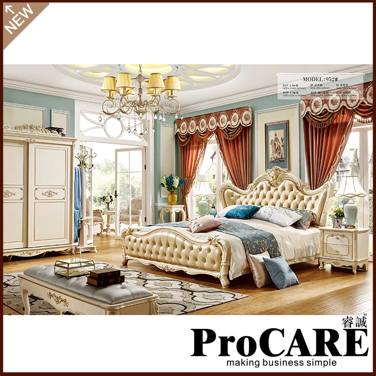 Розовая кровать большого размера наборы мебели для спальни кожаная с деревянной