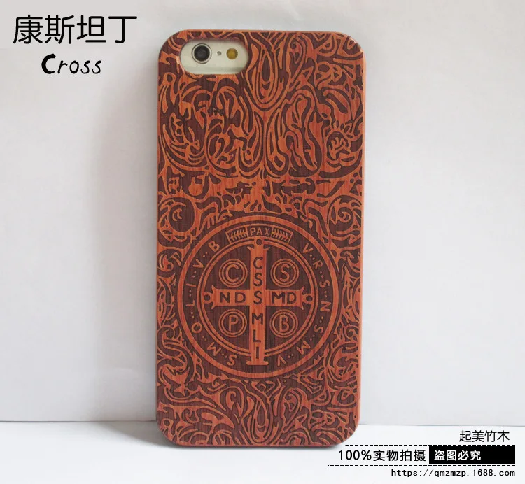 100% Natural Carving Case Для iPhone 7 6 6s плюс 5 5S SE Обложка Противоударный Чехол Стильный