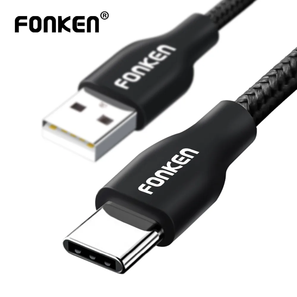 Зарядный кабель USB Type C для быстрой зарядки и передачи данных 2 4 А В нейлоновой