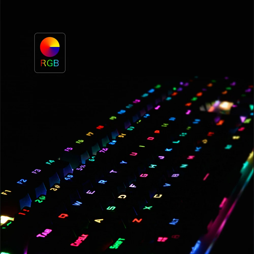 Механическая игровая клавиатура с синей подсветкой RGB Проводная 104 клавишами для