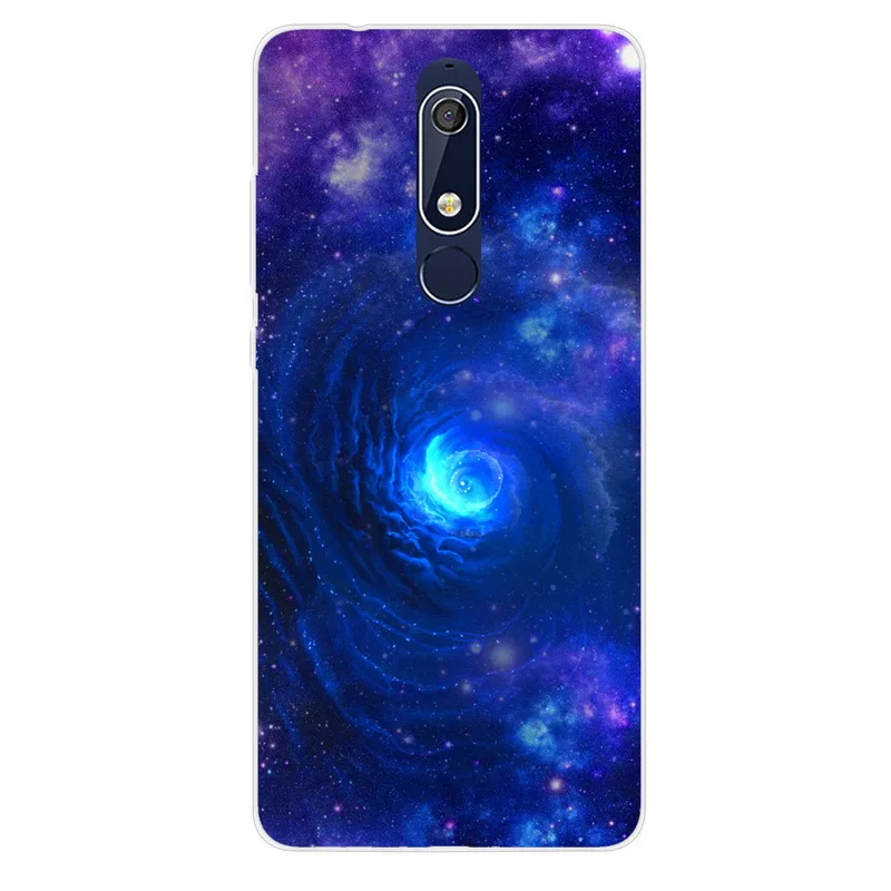 Для Nokia 1 2 2,1 3 3,1 4,2 5 5,1 6 6,1 7 7,1 плюс 2018X5X6 Чехол для телефона с рисунком "Звездное небо" Луна картина мягкий чехол Fundas Capa