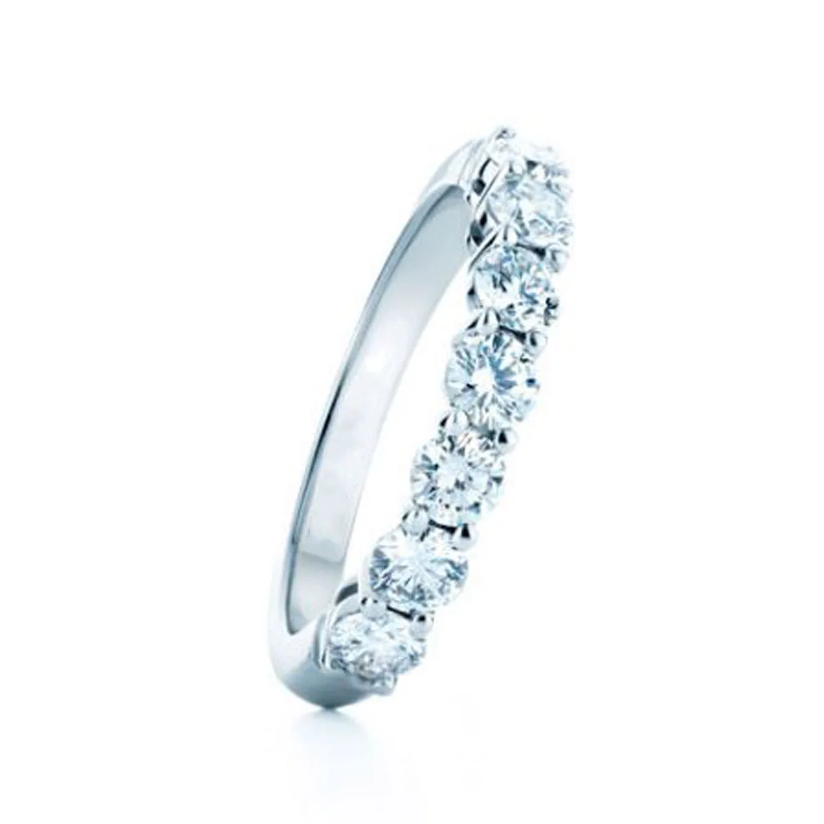 Роскошные Твердые 925 серебро 0.7CT Муассанит ювелирные изделия положительный 7 камней обручальное кольцо