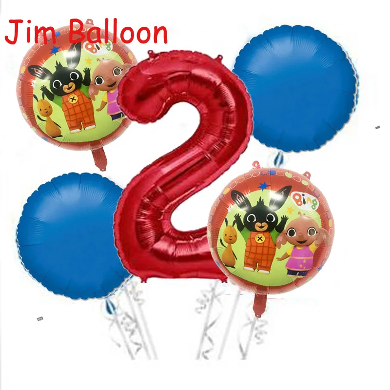 5pcs 2 Bing Bunny Sula Elephant Balloon мультфильм кролик воздушный шар в форме животного игрушки для детей 1-й День рождения воздушные шары для украшения - Цвет: 5pcs 2