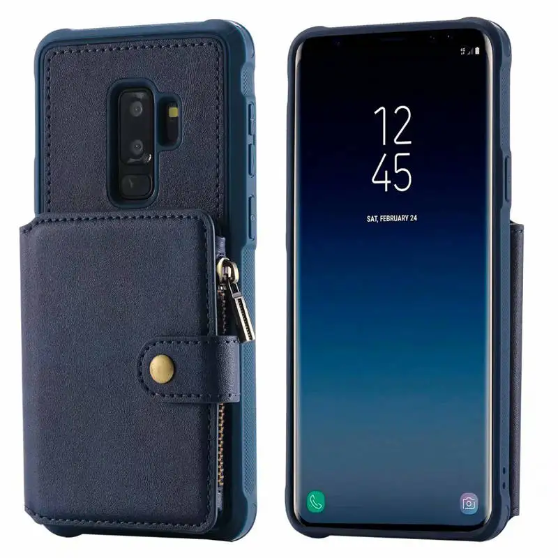 Для samsung Galaxy S9 S8 Plus кожаный чехол на молнии для телефона samsung Galaxy Note 9 8 чехол-кошелек с карманом