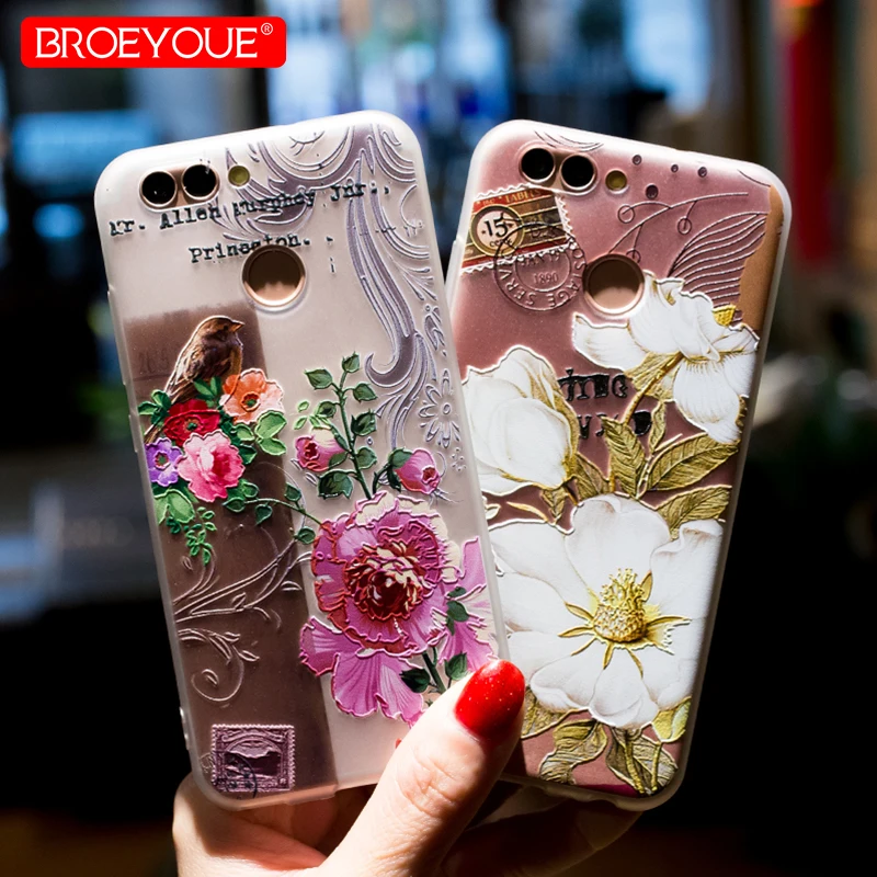 Silicone Case For Huawei P Smart 2019 P20 Pro P10 P9 P8 Lite 2017 Mate 20 10 3D Relief Flower P30 |