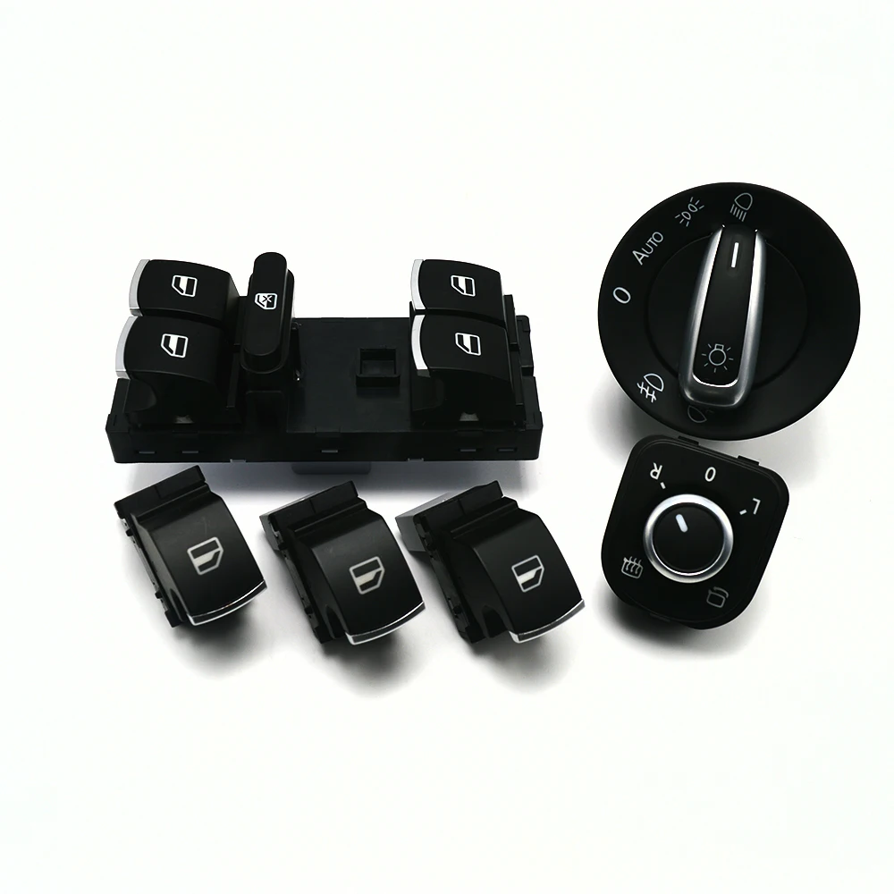

6pcs/set switch For VW Headlight Side Mirror Master Window door switch set for VW Golf MK5 6 Jetta MK 3 Passat b6 CC GOlf Plus