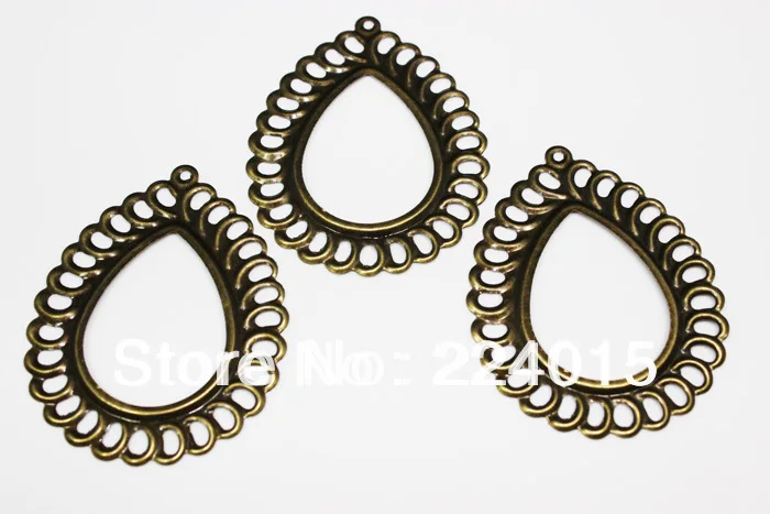 50pcs/lot 57x45mm Bronze Tone Filigree metal piece Flower Wraps Jewelry Findings &ampPendant Match Waterdrop Stone Connectors | Украшения и