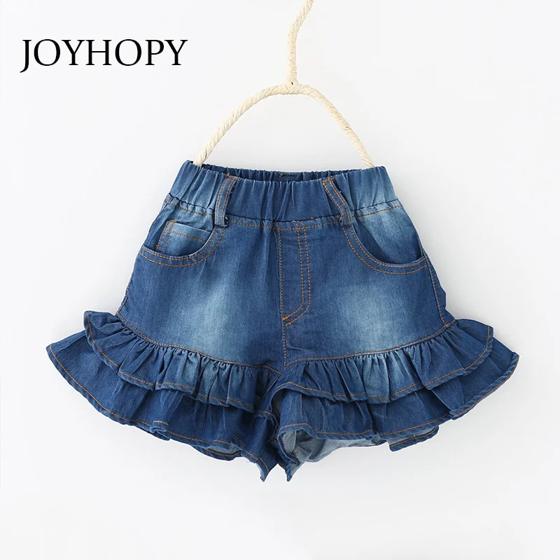 Летние шорты JOYHOPY для маленьких девочек дизайнерские детские джинсовые с