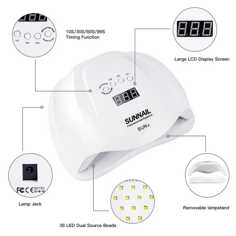 54 Вт лампа для отверждения с нижней лампой ногтей ЕС вилка УФ светодиодная сушки