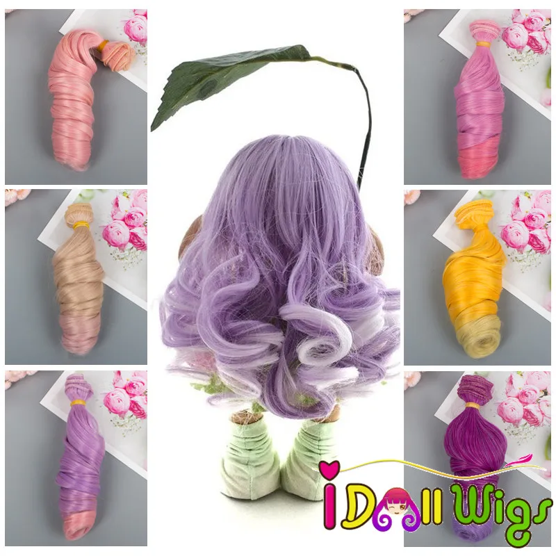 

DIY Doll Wigs High Temperature Wire Handmade Red Green Brown White Black Curly Hair Peice for All Doll