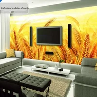golden yellow wheat tv background wall professional production mural wallpaper custom poster photo wall