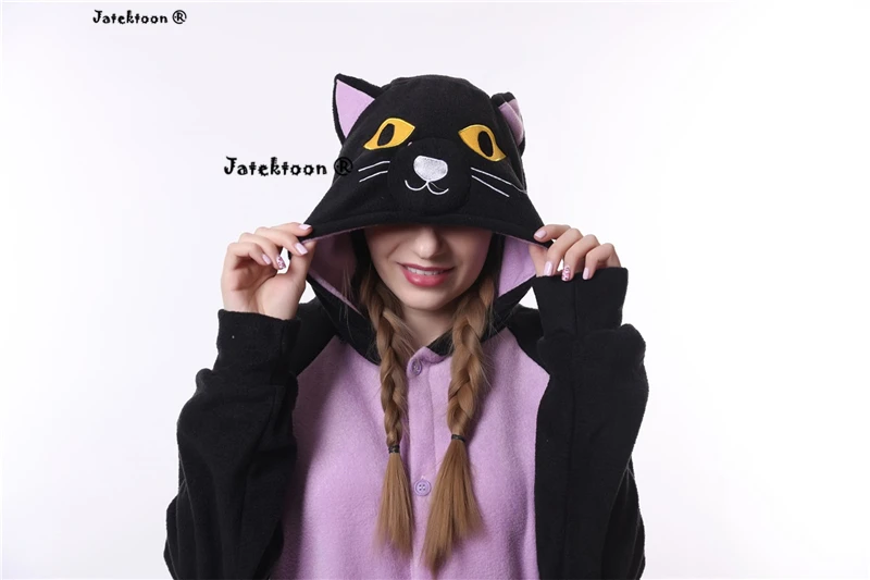 Горячая новинка 2017 года сплошные пижамы кигуруми для взрослых жуткий Черный кот