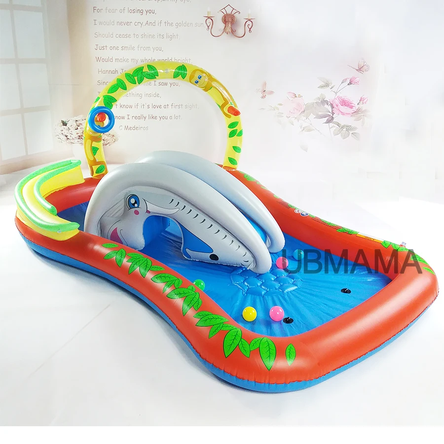 Детский надувной бассейн Piscina пластиковый для улицы горки арки с распылителем