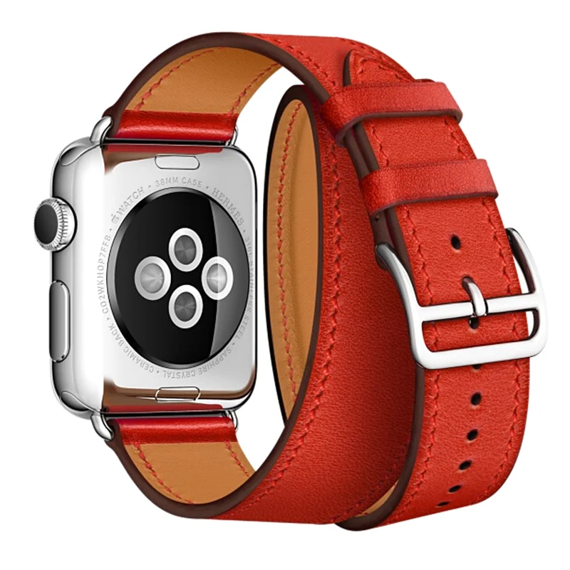 Ремешок для часов с двумя петлями для Apple Watch 1, 2, 3, 4, ремешок 38 мм, 40 мм, 42 мм, 44 мм, ремешок из натуральной кожи в стиле панк для Apple Iwatch