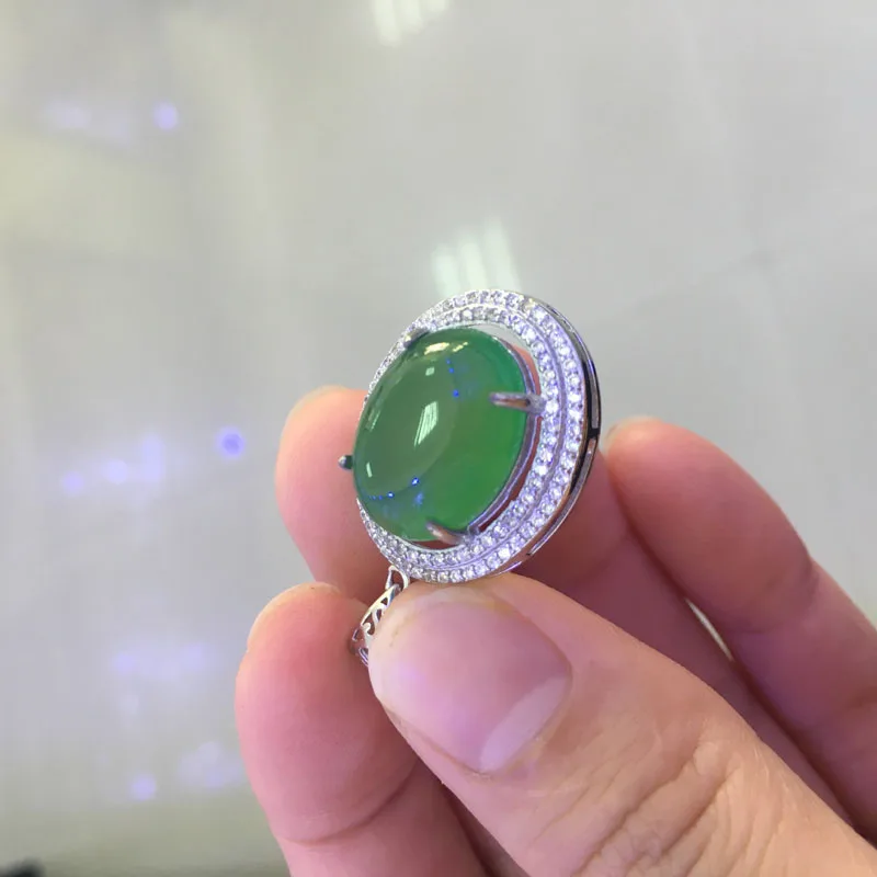 BSL Fine Jewelry 925 пробы Серебряный зеленый нефрит кулон ожерелье для женщин свадебный подарок новое поступление