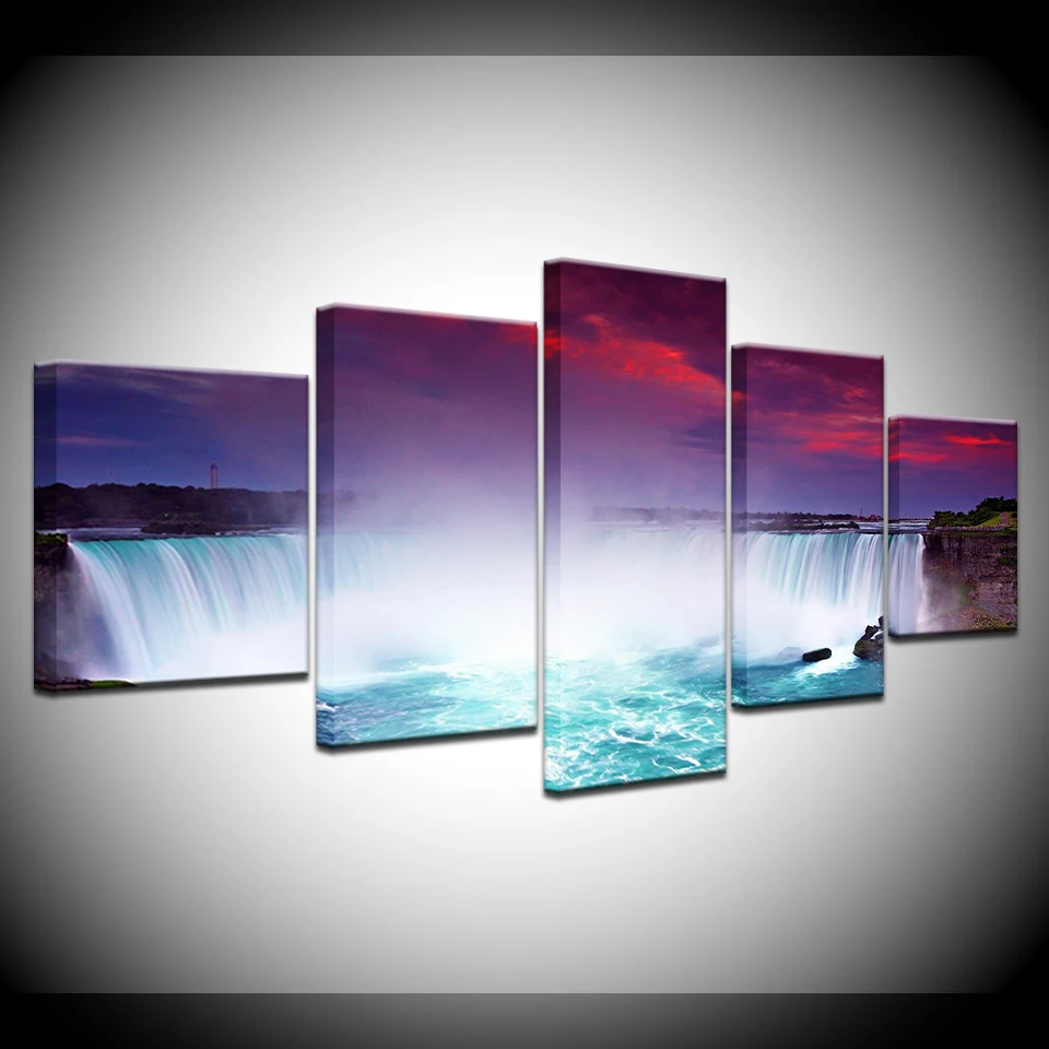 Картина на холсте Живописный пейзаж водопада 5 шт. настенные художественные