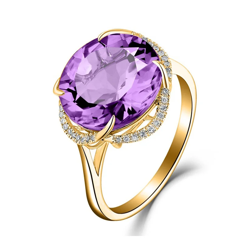 purpl Bague Ringen 925 пробы серебряные кольца для женщин с круглым аквамариновым драгоценным камнем для женщин ювелирные украшения для помолвки - Цвет камня: purpl