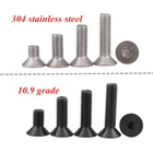 M2 M2.5 M3 M4 шестигранный винт 304 A2 из нержавеющей стали, черный класс 10,9, шестигранная Шестигранная розетка, плоская резьба