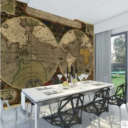 Обои на заказ 2015 3d фото обои Европейский ретро навигационные карты ден ТВ диван