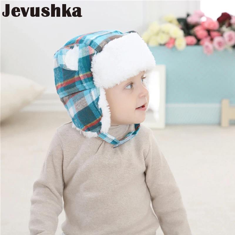 Winter Baby Hat Bomber Cap Newborn Boy Hats Warm Fleece Kid for Boys and Girls Earmuff Accessories HT025 | Детская одежда и обувь