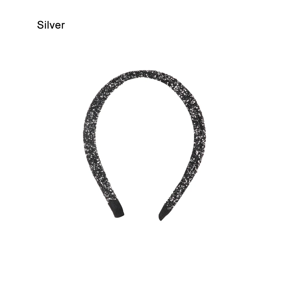 Серебристый Fashion Rhinestone Hairband Women Full Diamond Super Flash double Crystal Side Hair Band Headband Hair Accessories - Цвет: Серебристый