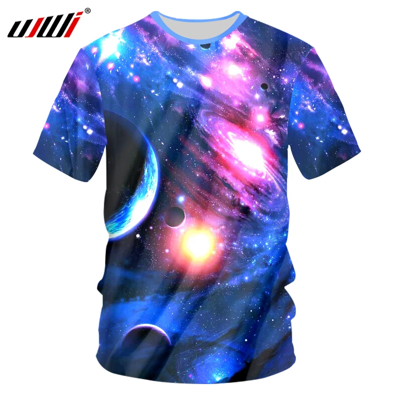 

UJWI Classic New T-shirt Men 3d Space Galaxy T Shirt Man Brand Fashion Summer Tops Tees Short Sleeve Crewneck Undershirt Shirts