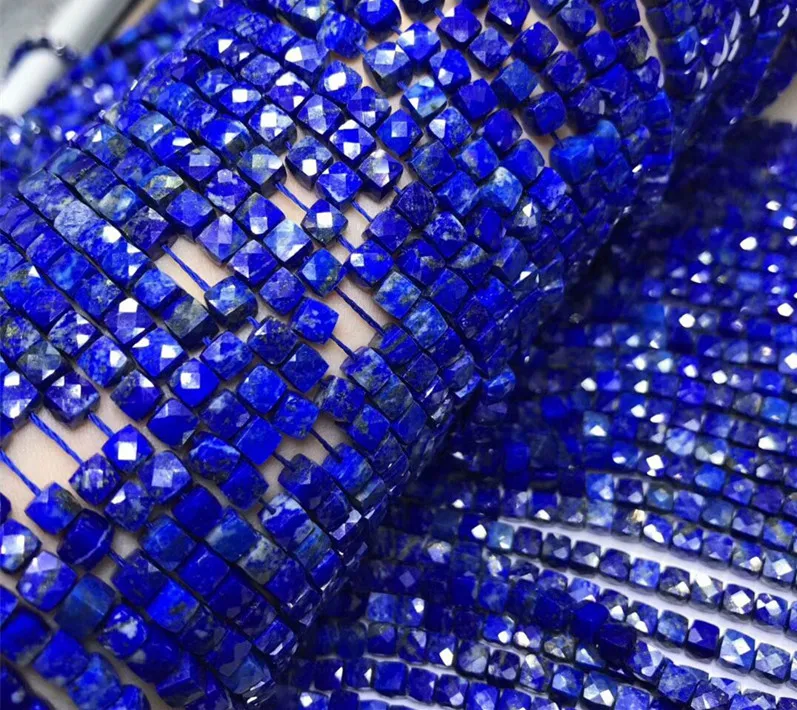 Lapis синий квадрат граненый 4-5 мм для DIY ювелирных изделий делая свободные бусы fppj бусины Природный камень пряжка с символом мира