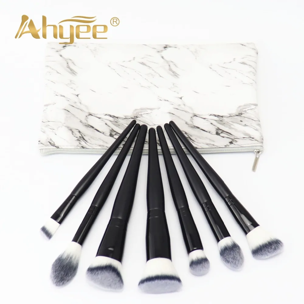 Ahyee New 7 PCS Makeup Brush set Compact Soft Synthetic Hair Wood Handle Used For Foundation Highlighter Contour Woman | Красота и