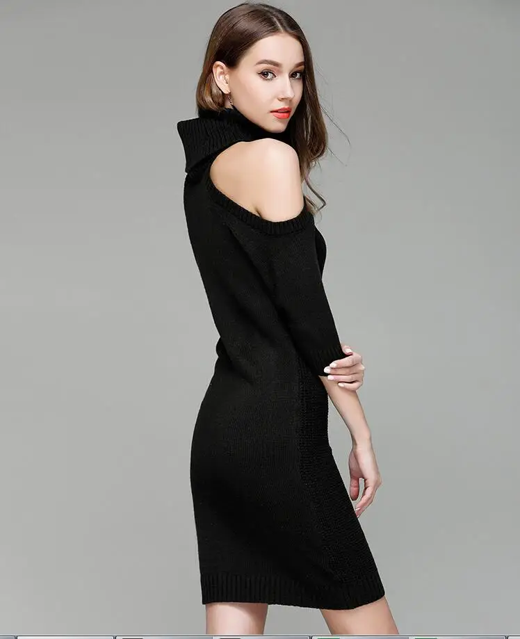 SaHezeng элегантные женские длинные свитера с открытыми плечами 2017 осеннее модное