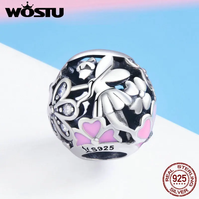 WOSTU, новинка, 925 пробы, серебряные поэтические цветущие бусины, подходят к оригинальному браслету, модный, сделай сам, для изготовления ювелирных изделий