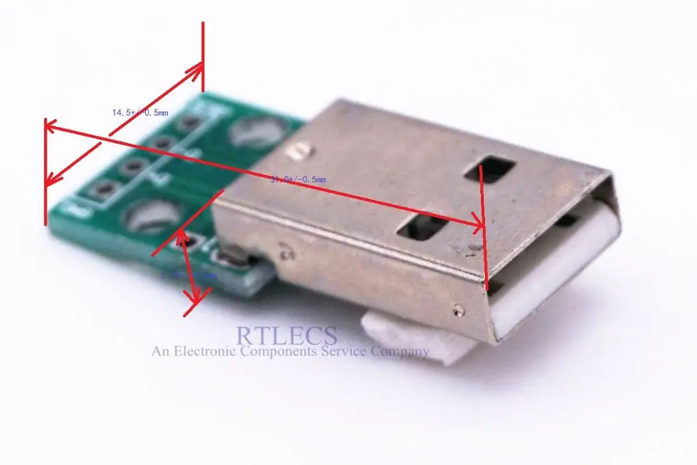 2 шт. паяльные штекеры USB 0 типа А на адаптере печатной платы с 4 контактами 54 мм
