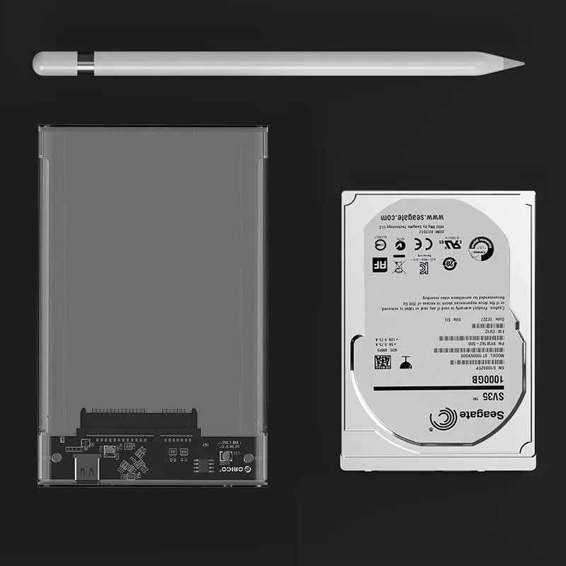ORICO 2,5 дюймовый Прозрачный чехол для жесткого диска type-C Gen 1 для Sata 3,0 без инструментов 5 Гбит/с USB 3,1 жесткий диск корпус-(2139C3