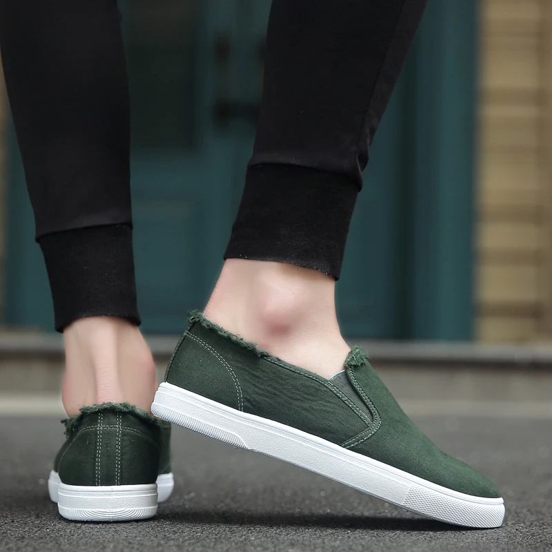 Туфли мужские холщовые без застежки легкие классические лоферы Брюс Ли