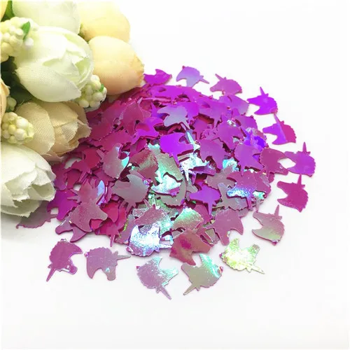 AB rose red Paillettes 8x12mm Unicorn Shape Loose PVC Sequin Paillette Sewing Wedding Crafts Women DIY Garment Kids Scrapbook Accessory 20g - Цвет: AB rose red