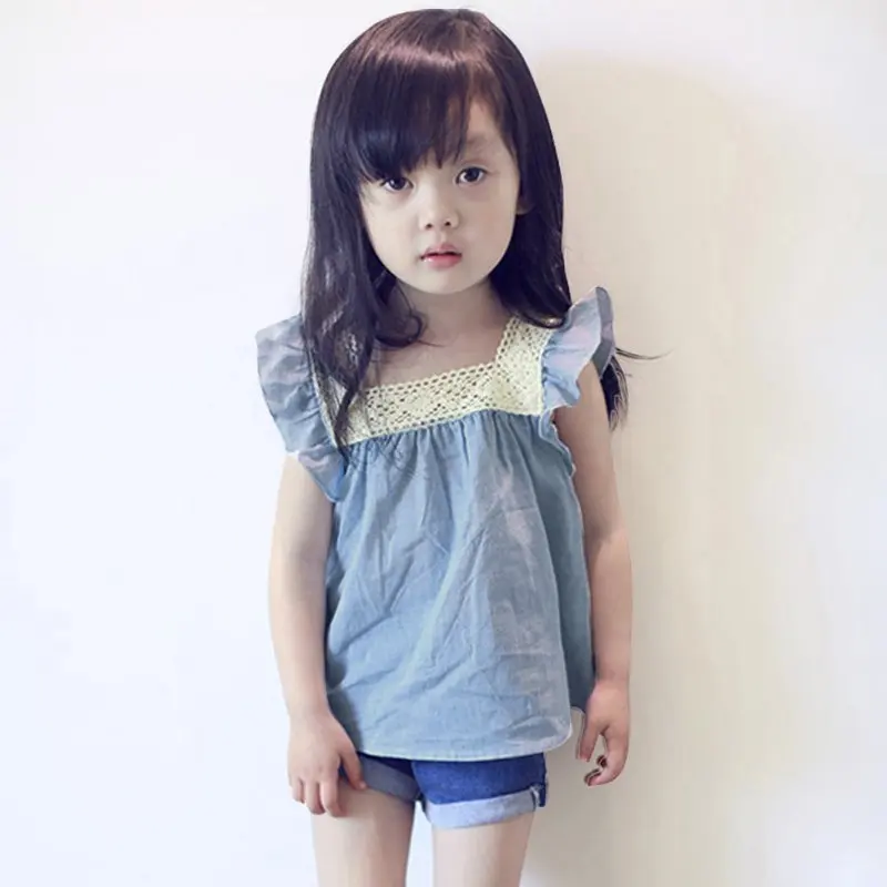 Летняя детская повседневная кружевная блузка для маленьких девочек топы детей