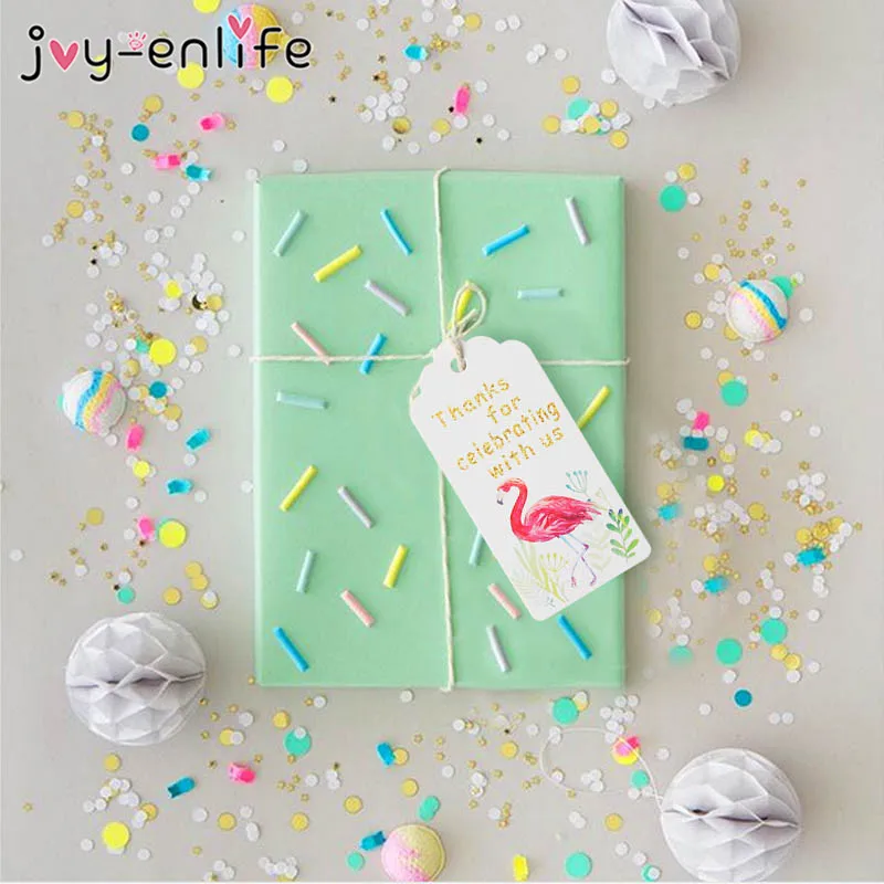 JOY ENLIFE 50 шт DIY Фламинго Птица бумажные бирки для подарков этикетки подвесные