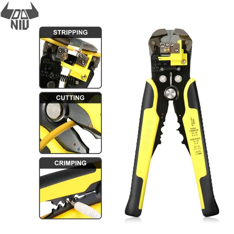 

DANIU Multitool Cable Wire Stripper Cutter Crimper Automatic Multifunctional Heavy Plier TAB Terminal Crimping Stripping Tools