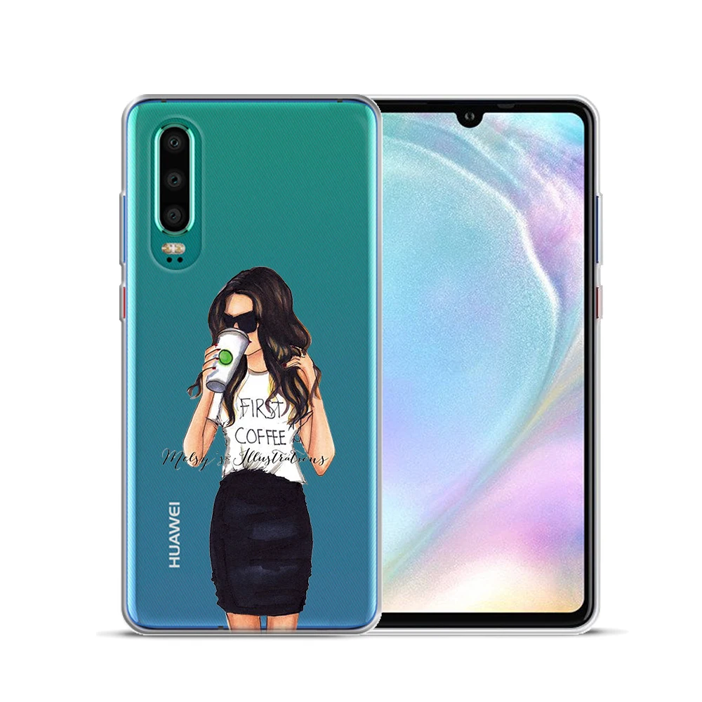 Модный стильный Парижская Девушка Силиконовый чехол для Huawei P30 Lite Pro Honor 10i 10 i View 20