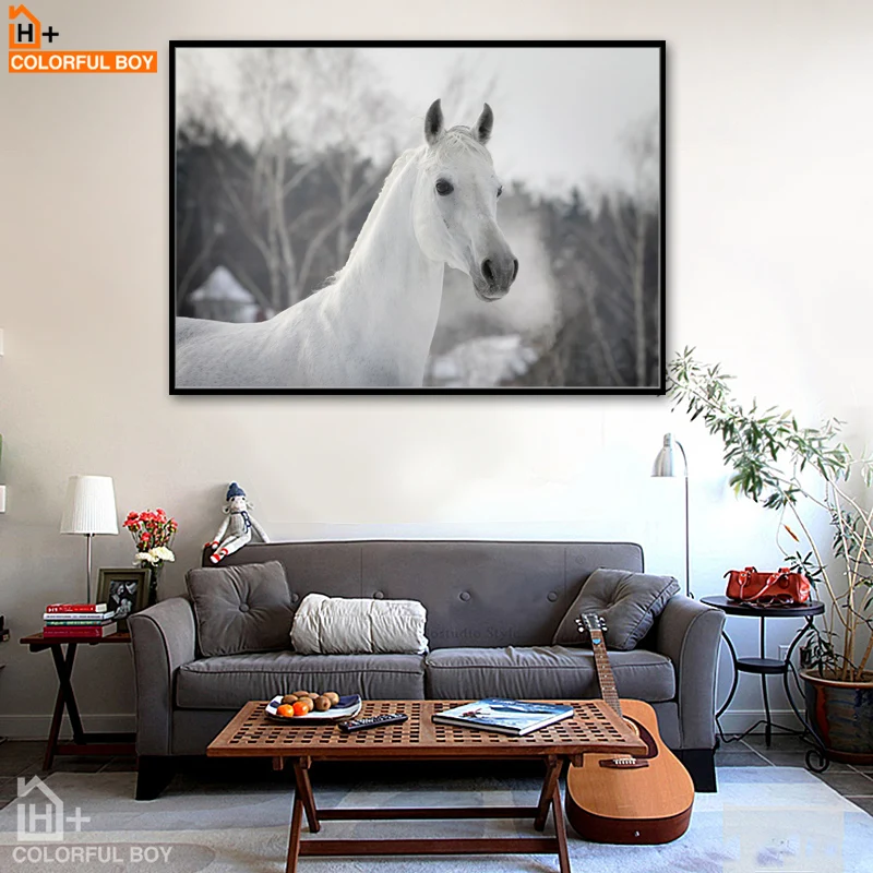 

White Horse Wall Art Posters And Prints Canvas Painting Nordic Poster Animals Landscape Wall Pictures For Living Room Home Decor