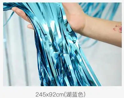 light blue 2,5 м золотые, серебряные, металлические блестки из фольги, бахрома, занавески, украшения для дня рождения, свадьбы, фотографии, фон, занавески, фото реквизит - Цвет: light blue