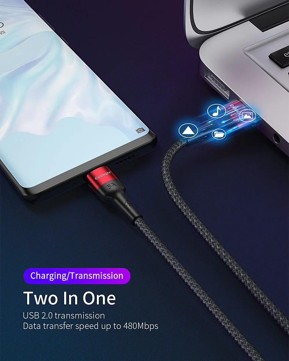 Кабель Essager 5A usb type-C для huawei mate 20 P30 P20 P10 P9 Pro OPPO R9 R7 R5 USBC type-C кабель для быстрой зарядки 4,0 USB-C
