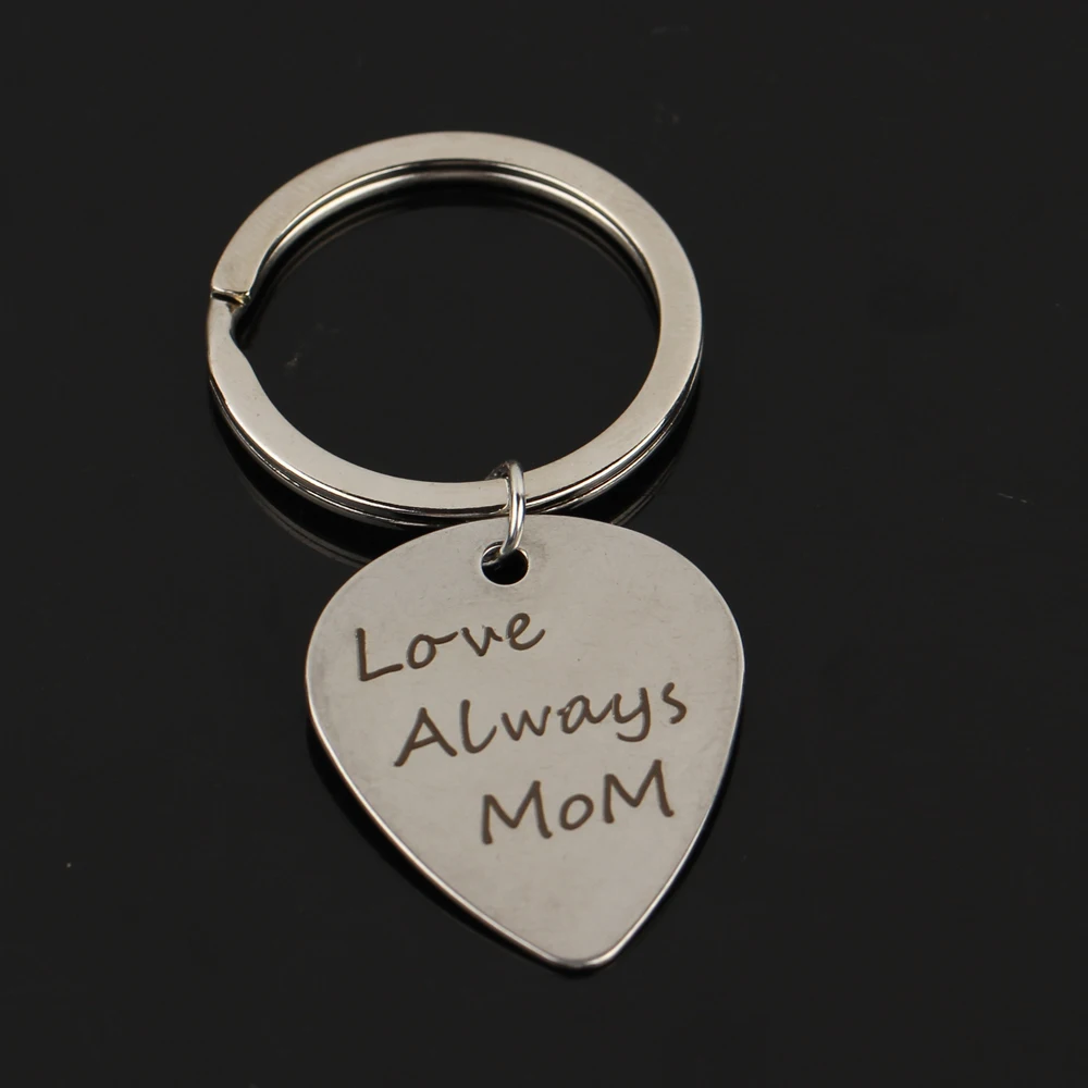 2018 модный брелок для гитары с ручной печатью Love Always MoM Heart Jewelry из нержавеющей