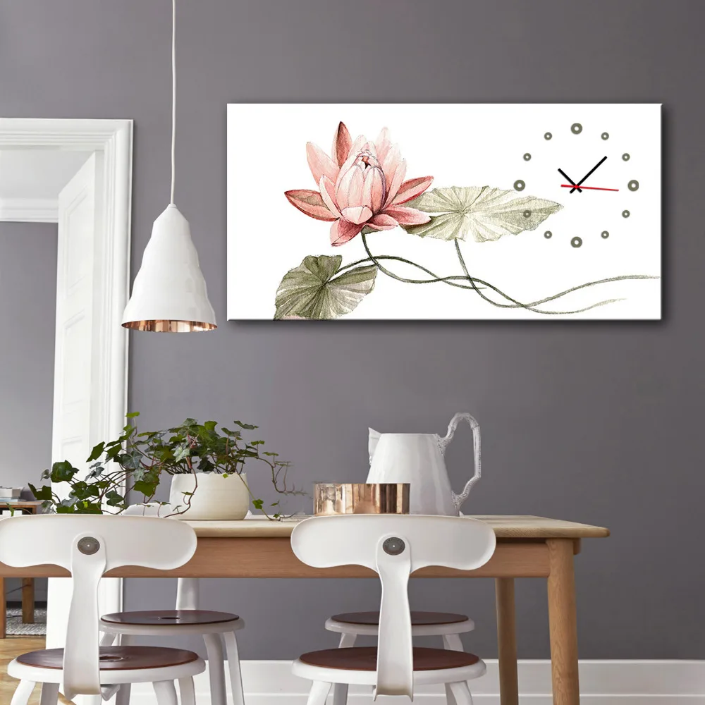 E-HOME Pink Lotus Clock in Canvas 1pcs wall clock | Дом и сад