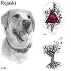 Тату-наклейки временные для женщин и мужчин, лабрадор, собака, листья на тело, черное искусственное тату, водостойкая 3D тату, золотистый ретривер